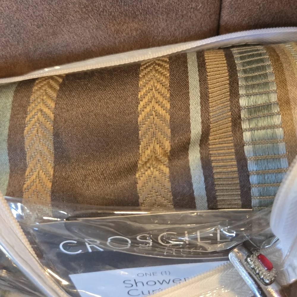 Croscill Home Fabric Shower Curtain/ Rich Striped Fall✨️Winter Hues/ NEW!